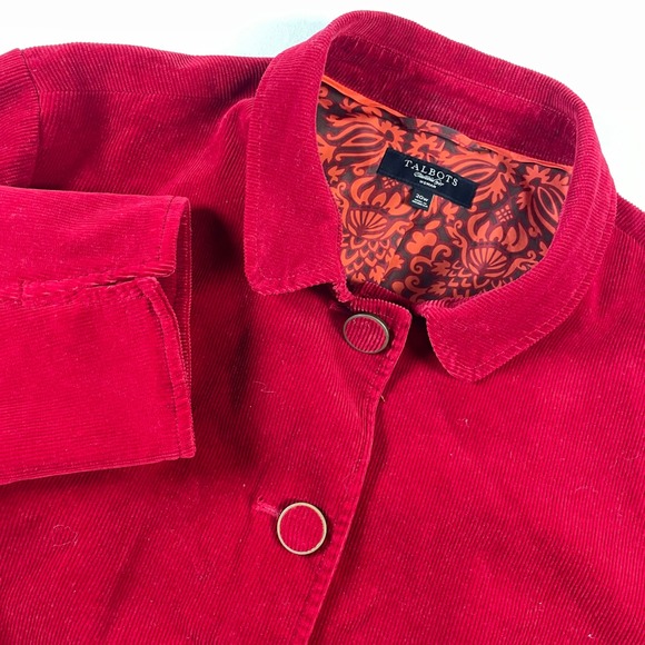 Talbots Woman Red Corduroy Blazer Jacket Round Button Front Size 20W - Picture 1 of 7